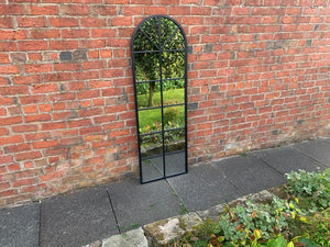 Metal Framed Black Arched Georgian Garden Mirror