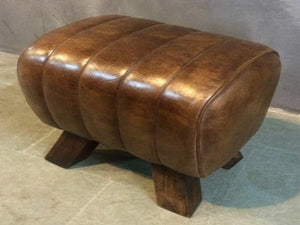 Small Tan Leather Pommel Horse/Foot Stool