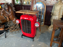 Load image into Gallery viewer, Large Vintage Retro Red Tractor Mini Bar/Cabinet with Wooden Top &amp; Working Lights
