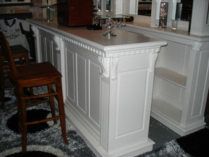 2.6m White Front Counter & Mirrored Back Bar